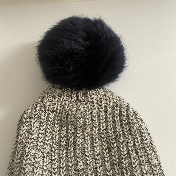 Love Your Melon Grey Knit Beanie with Black Removable Pompom - Picture 3 of 8